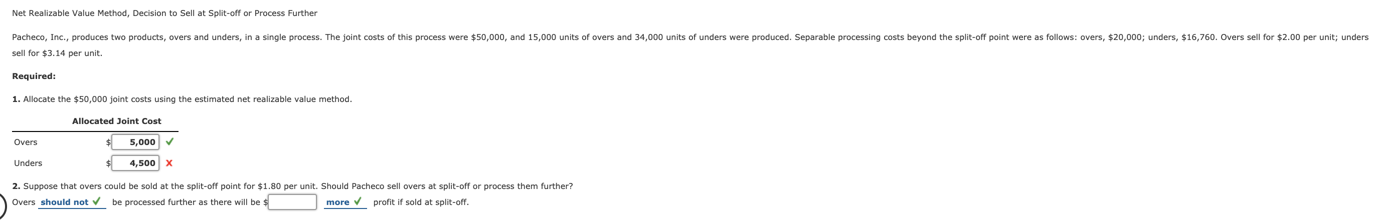  Net Realizable Value Method, Decision to Sell at Split-off or Process
