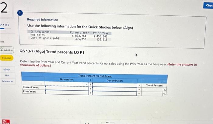  Required information Use the following information for the Quick Studies below.