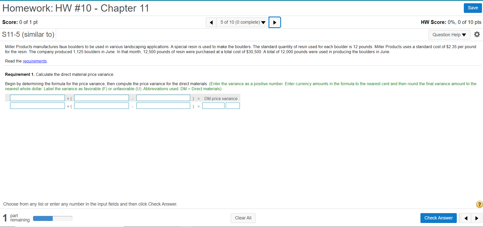 Both parts please Homework: HW #10 - Chapter 11 Save Score: