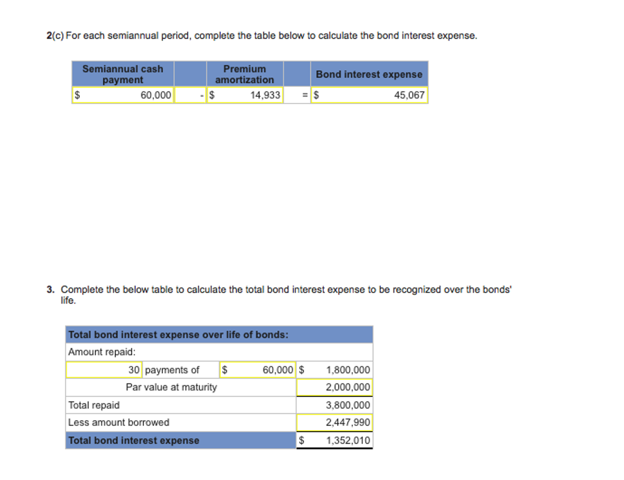 Amortization of bond premium LO P1, P3 Hillside issues $2,000,000 of 6%,