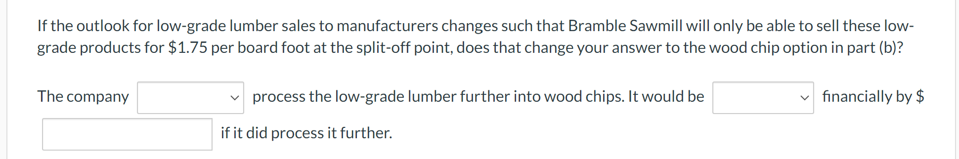 a cost of just $8,000 to turn this lumber into wood chips.