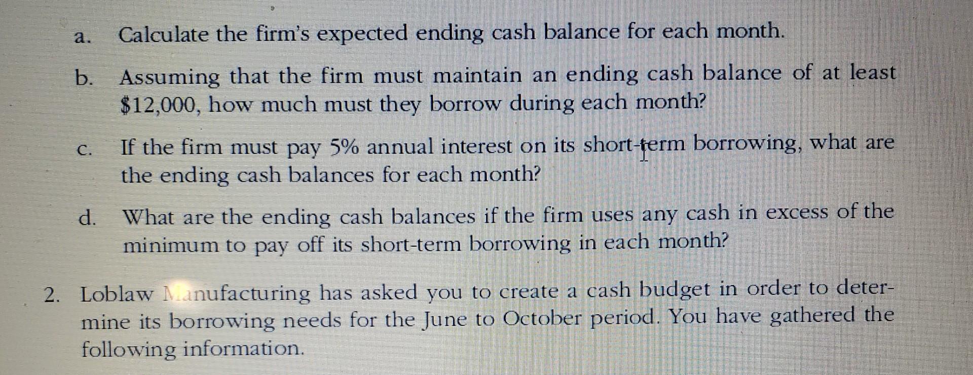 Bike Tours Forecasted Ending Cash Balance January 2020 to June 2020 Durango