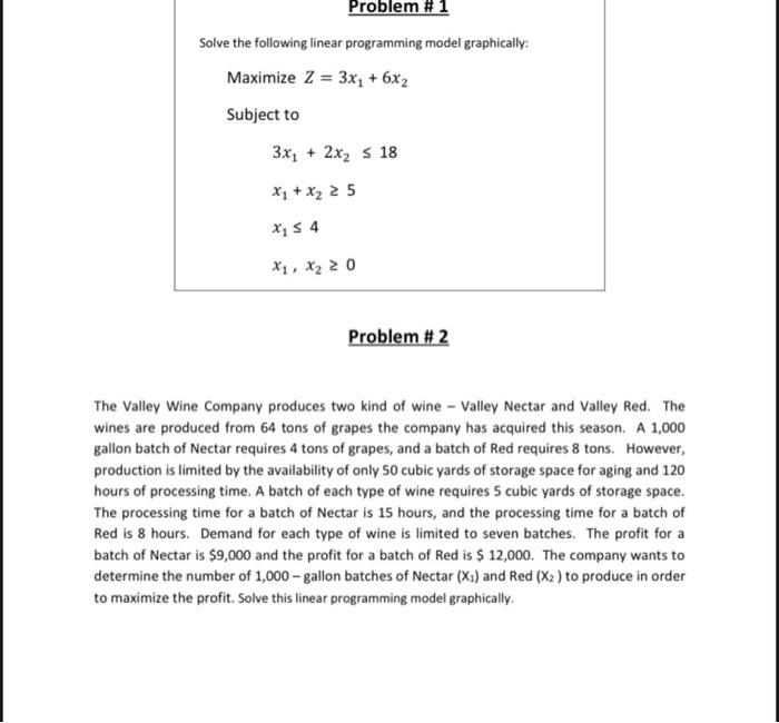  Problem #1 Solve the following linear programming model graphically: Maximize Z