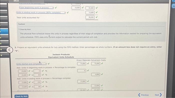 FIFO Method Jackson Products produces a barbeque sauce using three departments; Cooking,