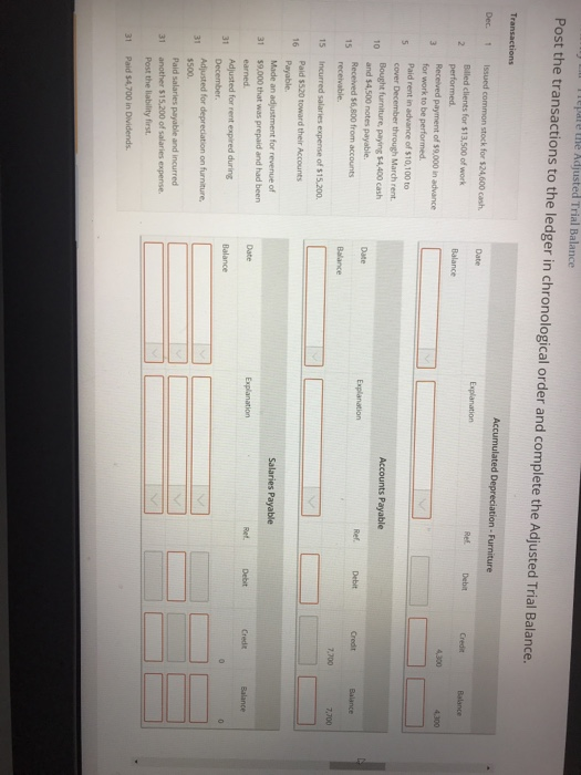 Trial Balance. Transactions Dec Date Explanation Ref Debit Credit Balance 21.000 3