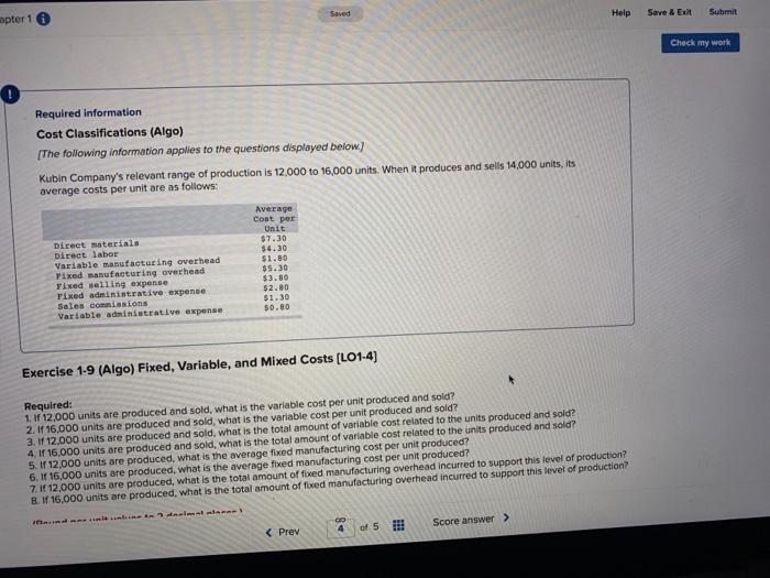  Saved Help Save & Exit Submit apter 1 Check my work