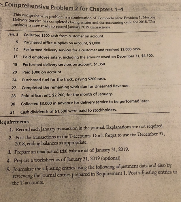  Comprehensive Problem 2 for Chapters 1-4 This comprehensive problem is a