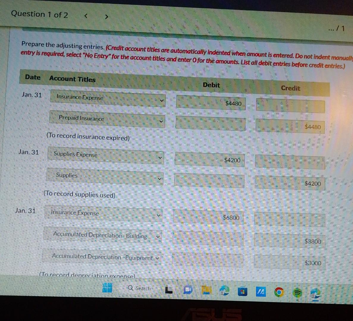 was purchased on June 1,2023. 2. A physical count of supplies shows