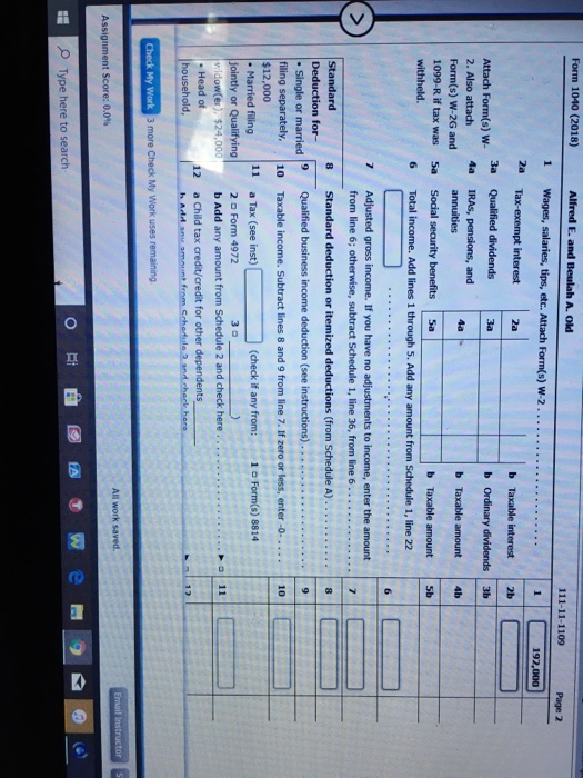 Alfred and Beulah will file a joint return for 2018. Alfred's Social