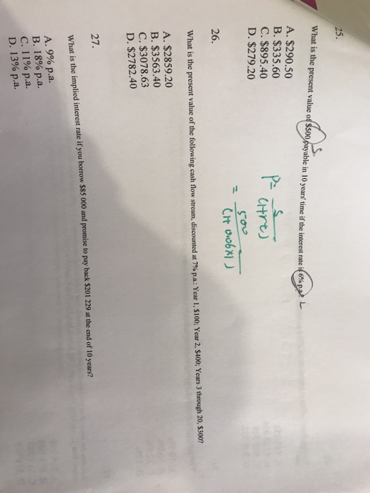  What is the present value o(sso payable in 10 years' time