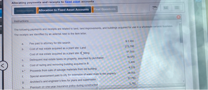  Please help me to fill out this table Allocating payments and