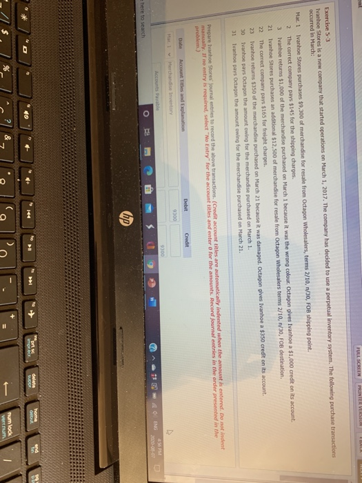  ant FULL SCREEN PRINTER VERLIN Exercise 5-3 Ivanhoe Stores is a