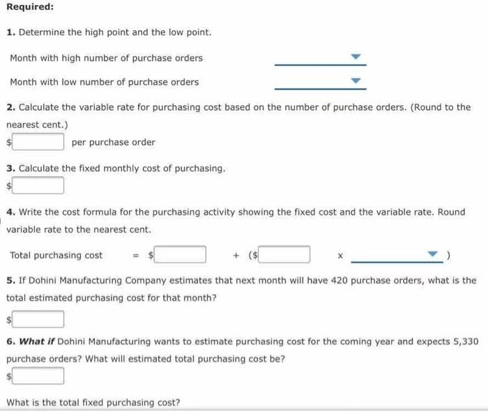 Company had the following 12 months of data on purchasing cost and