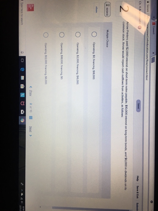  ml Ch. 4 Help Save&Exit Submit 2 Arrow Printers paid $2,000