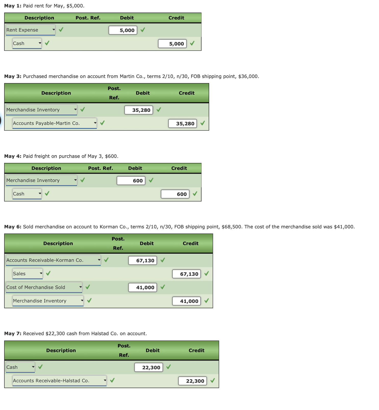 transaction, if an amount box does not require an entry, leave it