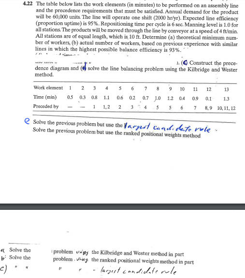  Solve the problem using the Killbridge and Wester method in part