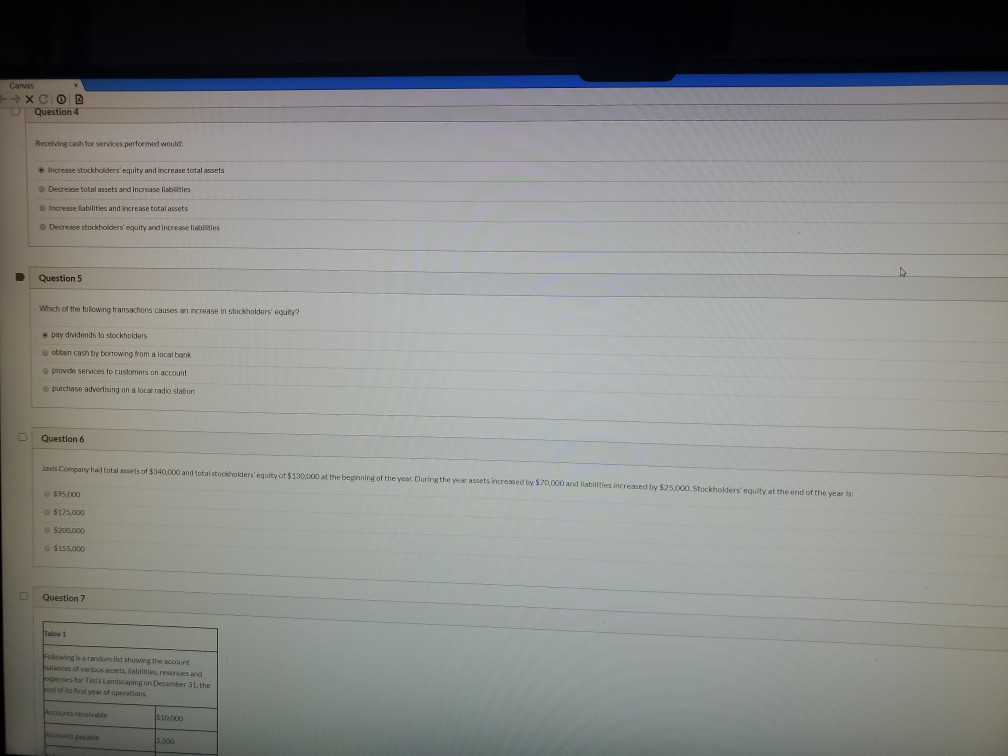 thanks Canvas => x C @ 2 Question 4 Receiving cash