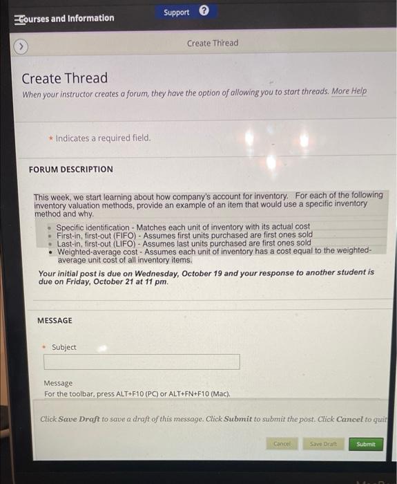  * Indicates a required field. FORUM DESCRIPTION This week, we start