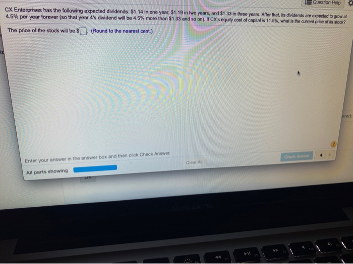 an annual dividend of $0.63 one year from now. Analysts expect this