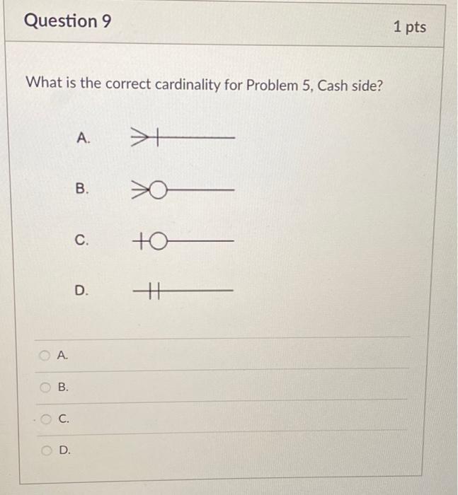 C. D. What is the correct cardinality for Problem 4, Stuffed Animal