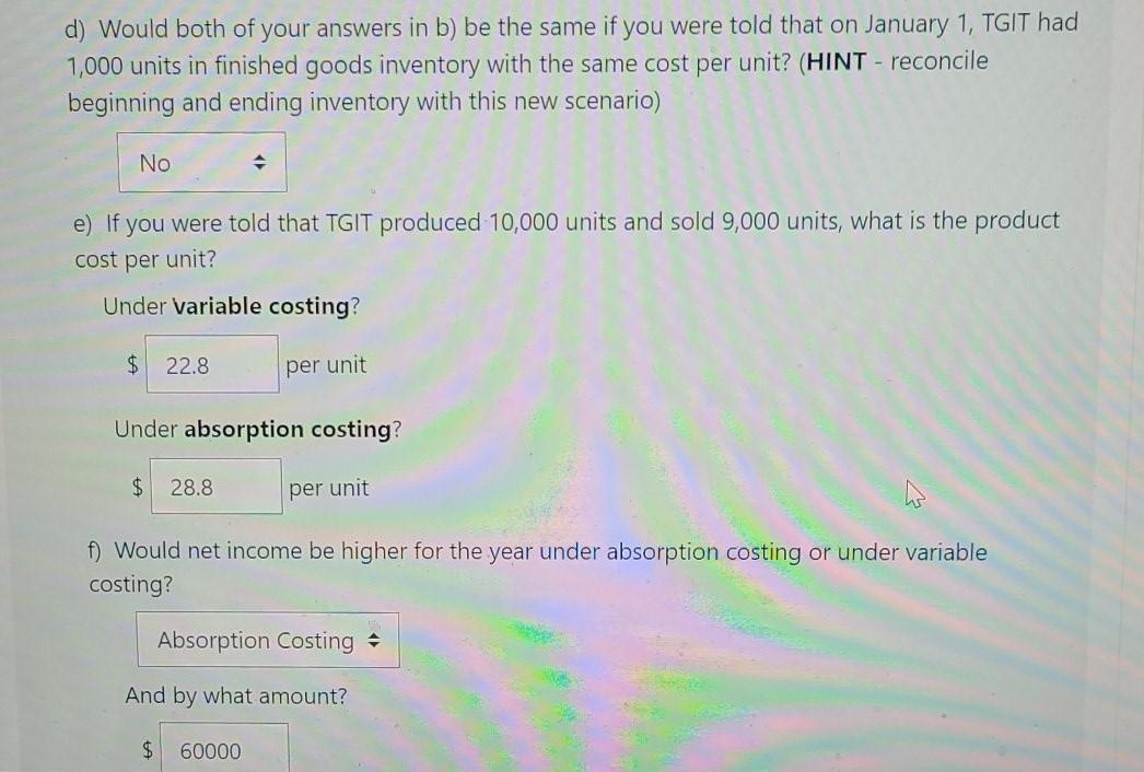 materials used Direct labour cost 68,000 n Variable manufacturing overhead 40,000 Fixed