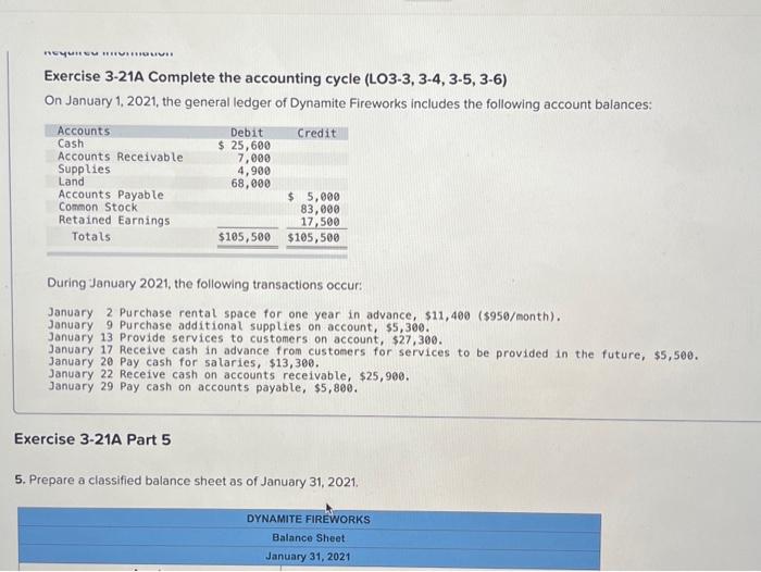  Exercise 3-21A Complete the accounting cycle (LO3-3, 3-4, 3-5, 3-6) On