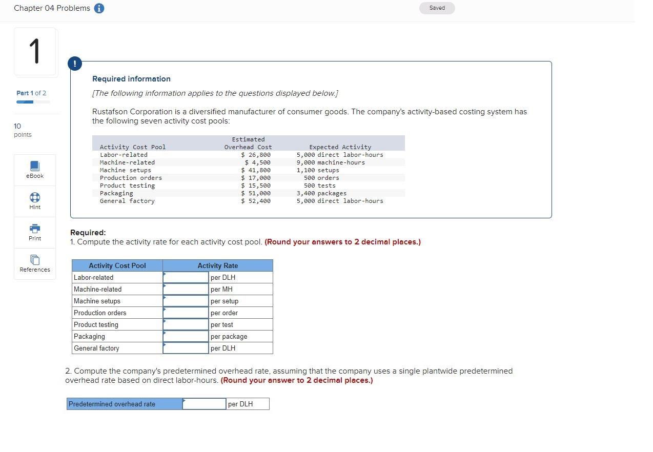  Please Complete this question I am having trouble with. Required information
