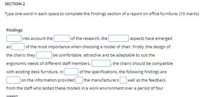 best option to complete each sentence. (10 marks) 1. This report describes
