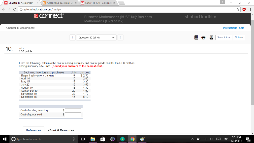 M chapter 1a Assignment x C Accounting que C x M