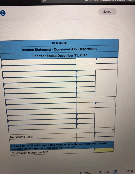a retailer of ATVS (all-terrain vehicles) and accessories. An income statement for