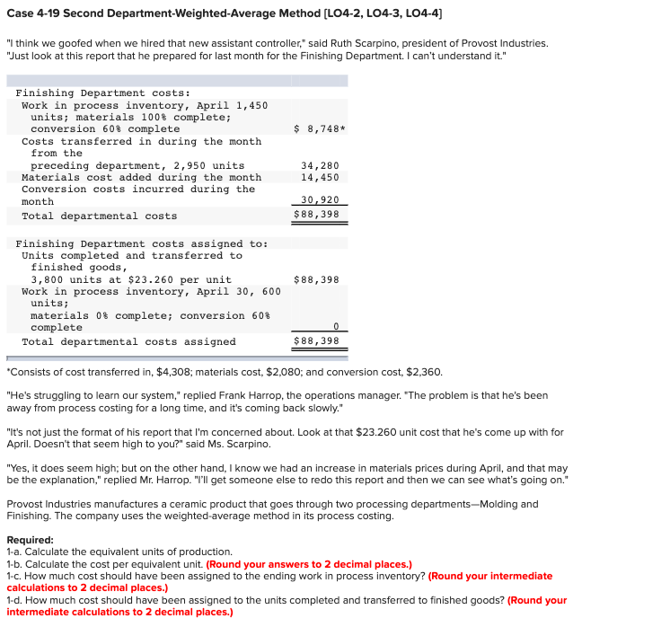  Case 4-19 Second Department-weighted Average Method (L04-2, LO4-3, L04-4) hink we