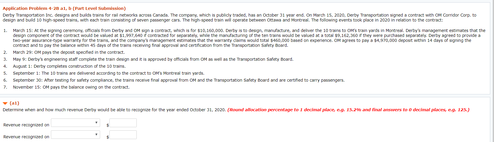 Application Problem 4-2B al, b (Part Level Submission) Derby Transportation Inc.