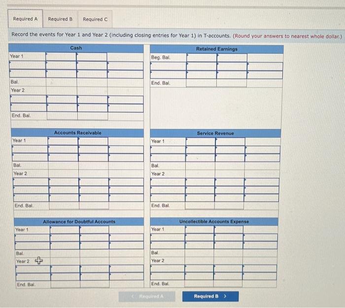 Required B Required C Record the events for Year 1 and Year