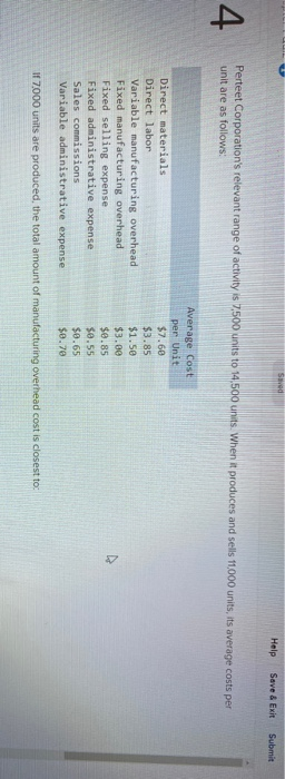  Shed Help Save & Exit Submit 4 Perteet Corporation's relevant range