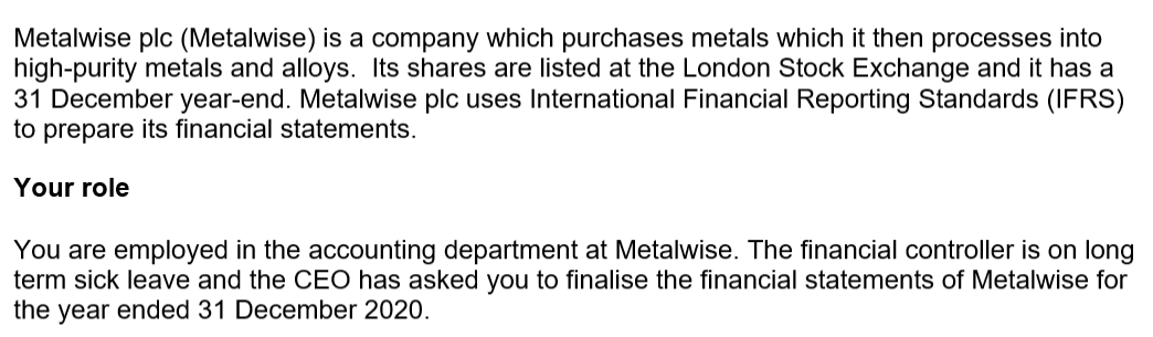  transcript Question 3 Earnings management (765 words max., 17 marks) Metalwise