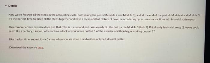 from Comprehensive Exercise: The Accounting Cycle Part 1 (Module 3 Task 2).