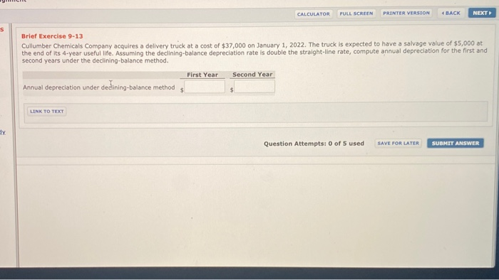  CALCULATOR FULL SCREEN PRINTER VERSION 4 BACK NEXT s Brief Exercise