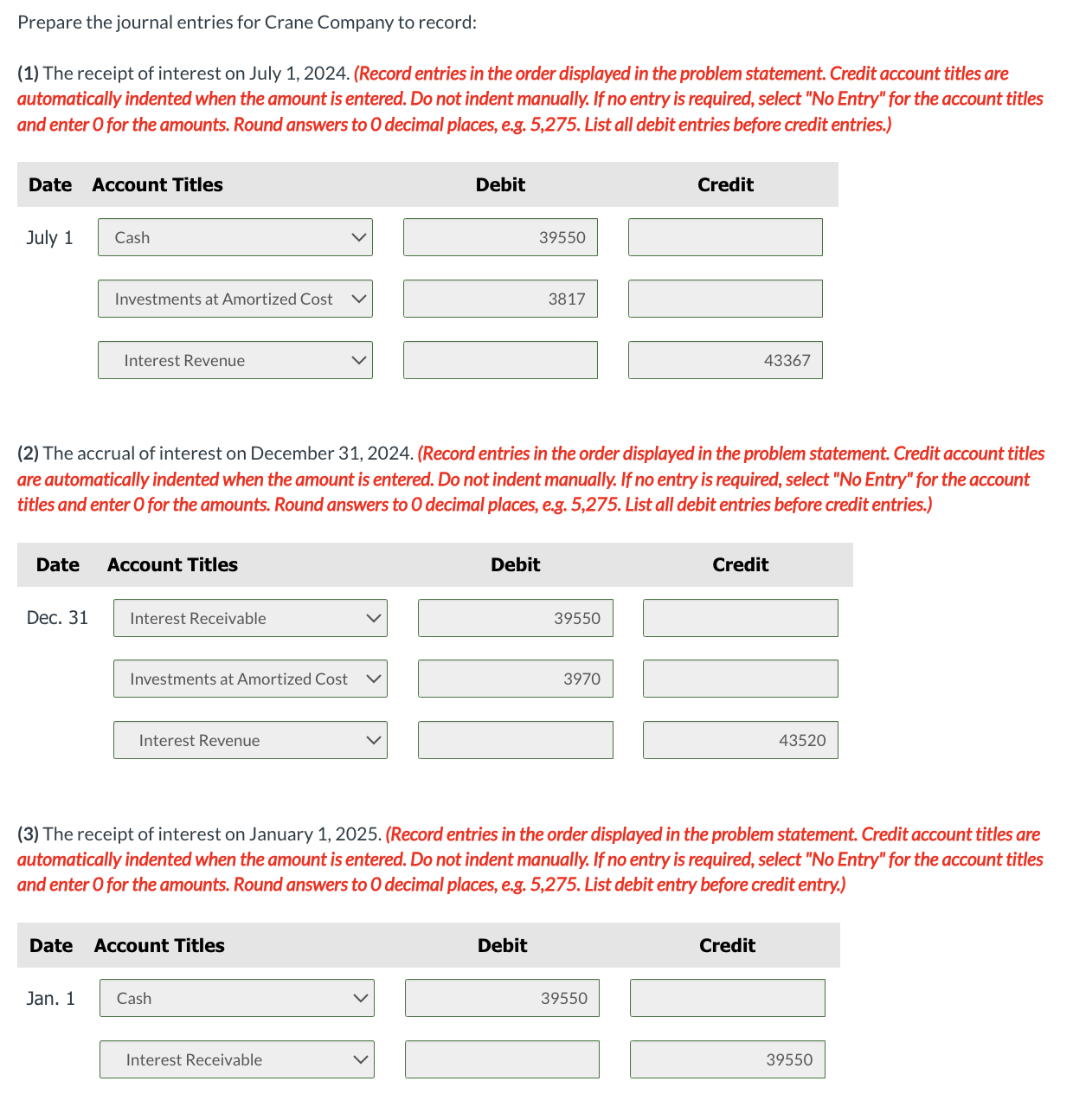 and January 1 of each year. On January 1, 2024, Crane Company,