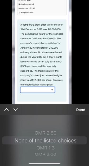 will rate you Question 43 Not yet answered Marked out of 1.00