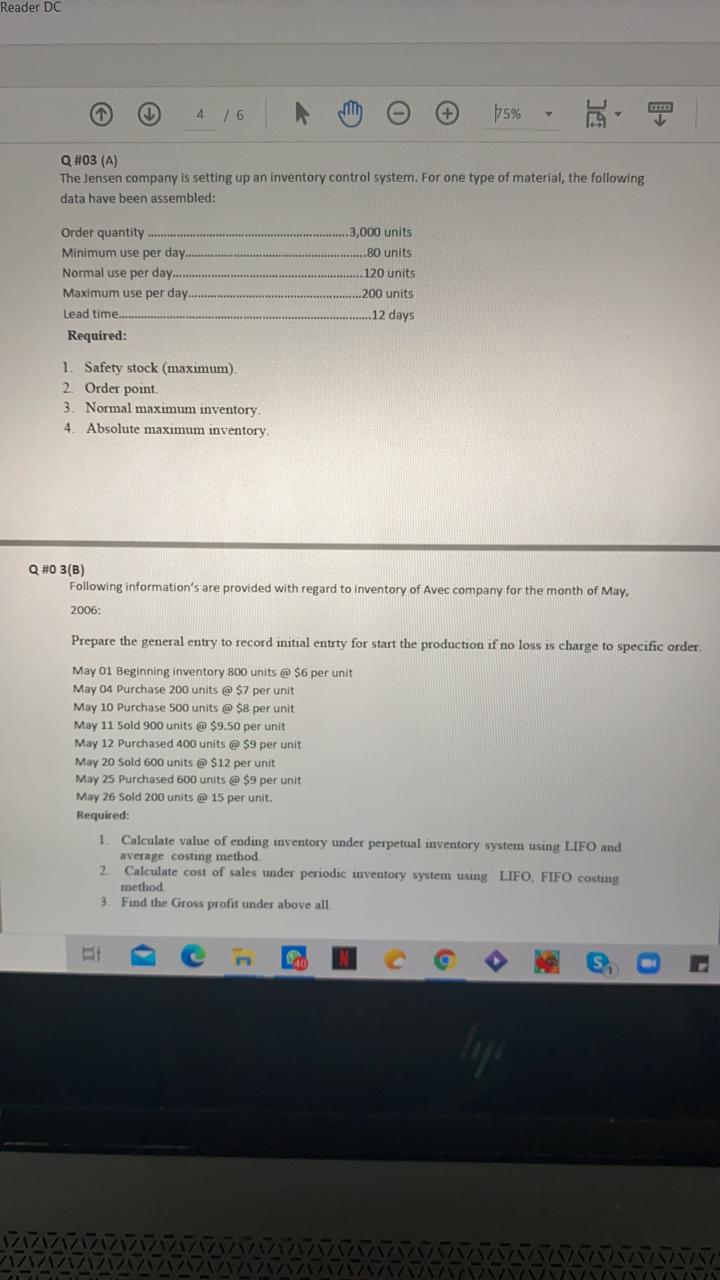  Reader DC 4 / 6 75% Q#03 (A) The Jensen company