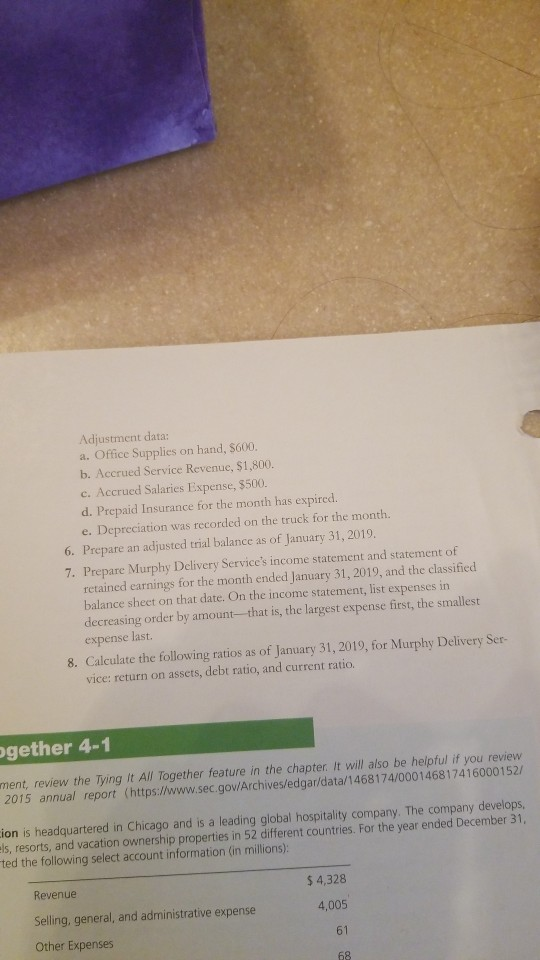 Salaries Expense, $800. b. Depreciation was recorded on the truck using the