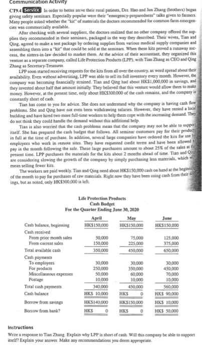 please help me to answer this question Communication Activity CT9.4 Service in