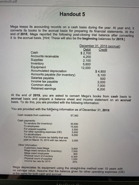  please explain calculations how they get everything andout5.pdf Handout 5 Mega