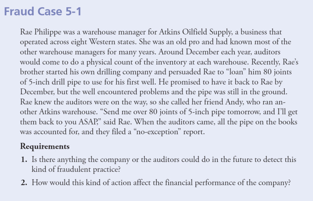  Fraud Case 5-1 Rae Philippe was a warehouse manager for Atkins