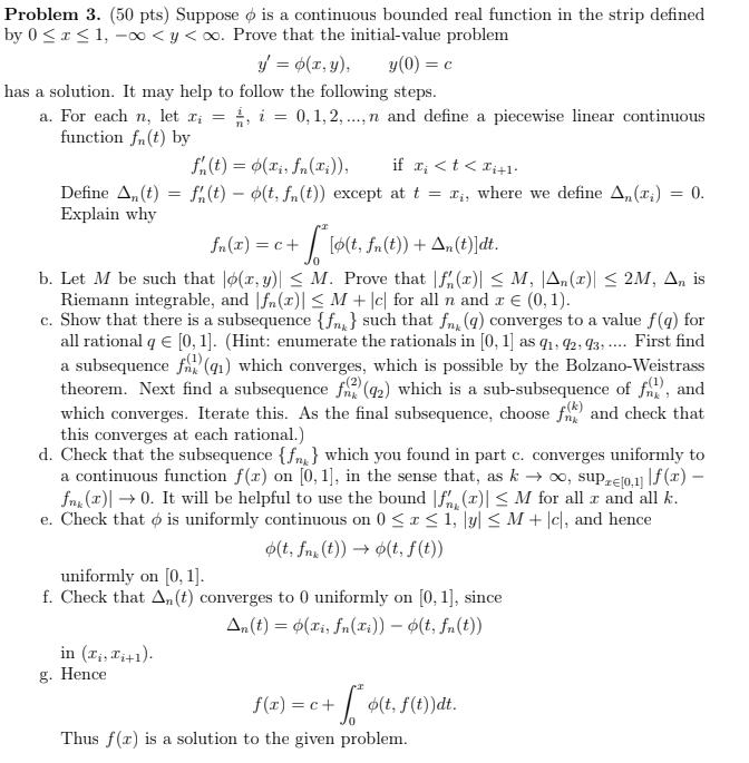 Problem 3. (50 pts) Suppose o is a continuous bounded real