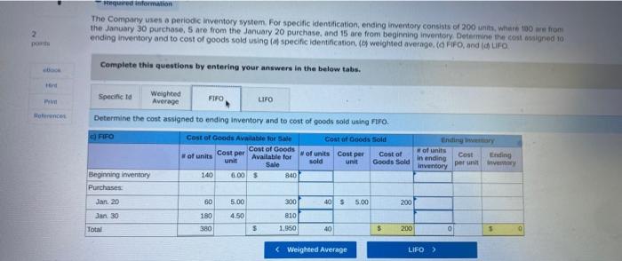 advance. po Required information Use the following information for the Exercises below.