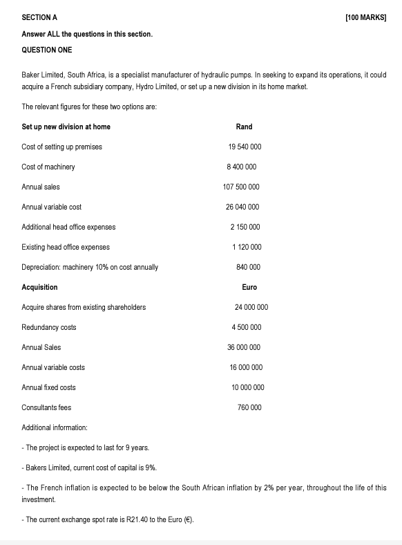 Please assist with question 4 SECTION A [100 MARKS] Answer ALL the
