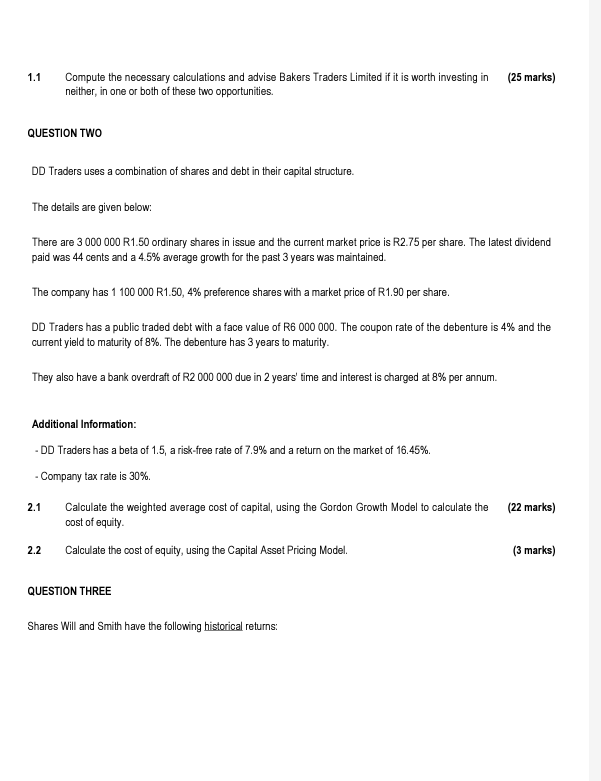 questions in this section. QUESTION ONE Baker Limited, South Africa, is a