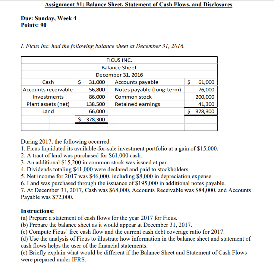  Need help with solving the questions. Assignment #1 : Balance Sheet,