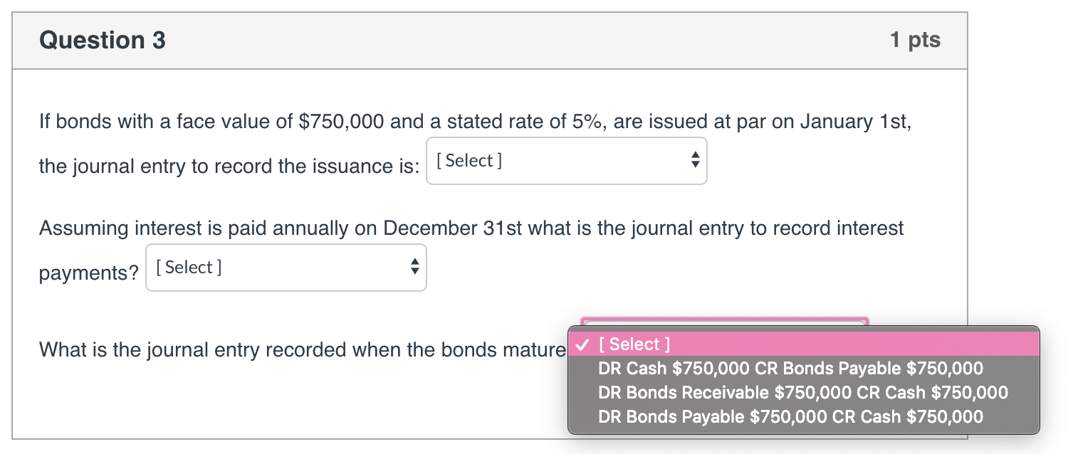 January 1st, the journal entry to record the issuance is: [Select] Assuming